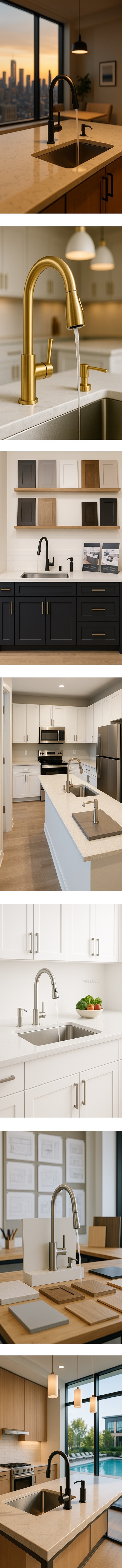 Modern multifamily kitchen showing coordinated Fontana faucet and soap dispenser